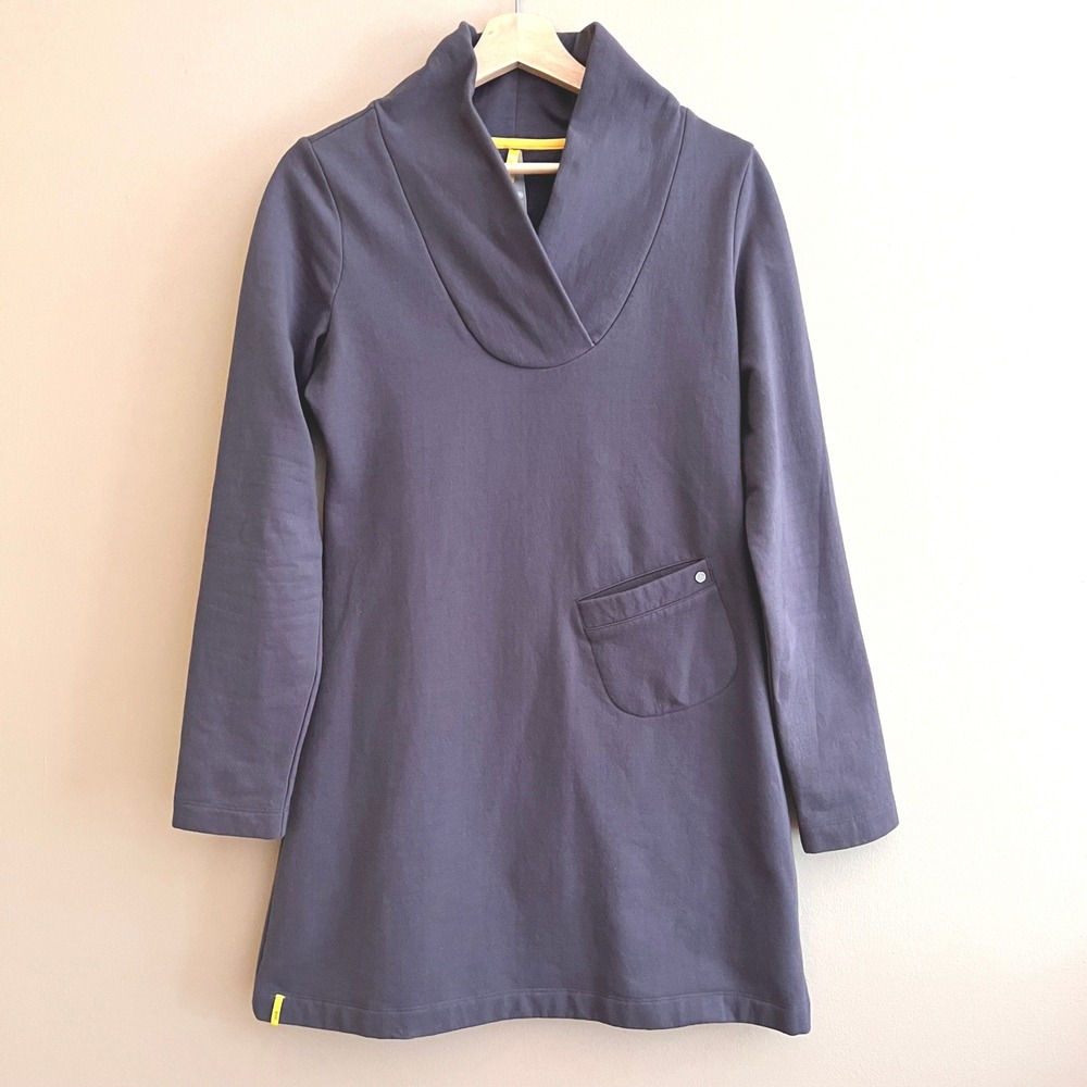 Lole Womens Charcoal Gray Shawl Collar Fleece Lined Tunic Dress Size M